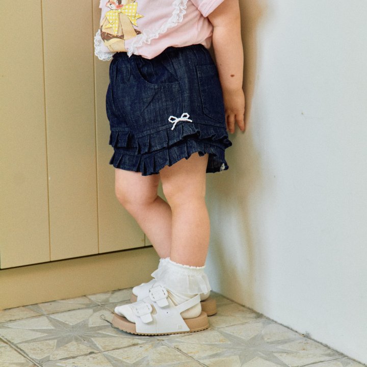 Firstblue - Korean Children Fashion - #todddlerfashion - Frill Denim Shorts - 6