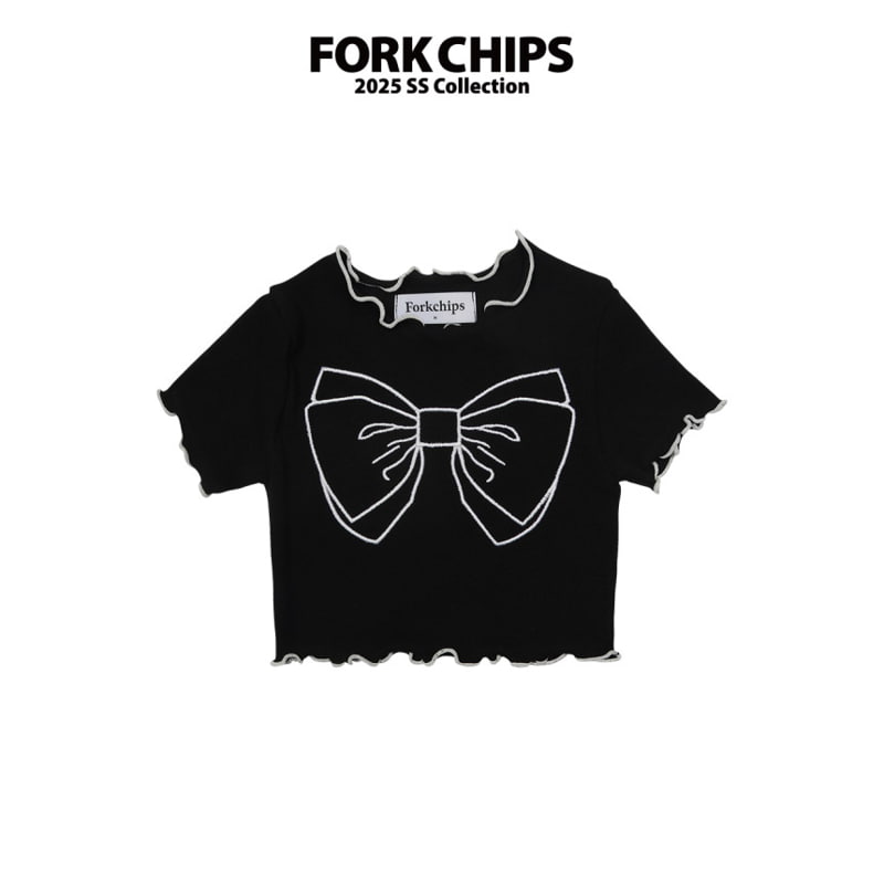 Fork Chips - Korean Children Fashion - #childofig - Crunch Ribbon Tee - 2