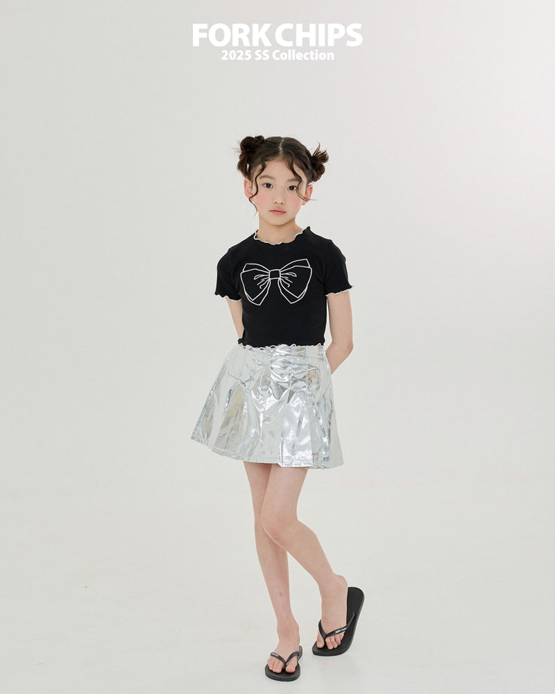 Fork Chips - Korean Children Fashion - #childrensboutique - Foil Pleated Skirt - 11