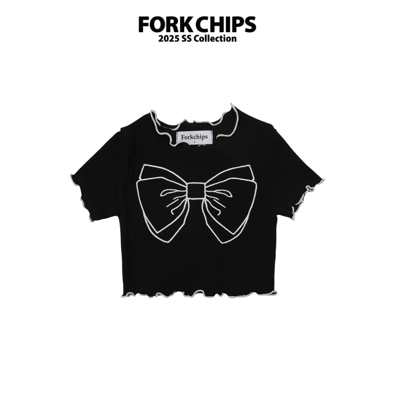Fork Chips - Korean Children Fashion - #childrensboutique - Crunch Ribbon Tee - 4