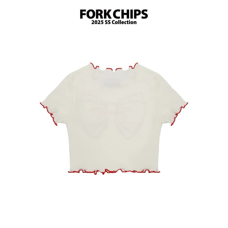 Fork Chips - Korean Children Fashion - #discoveringself - Crunch Ribbon Tee - 5