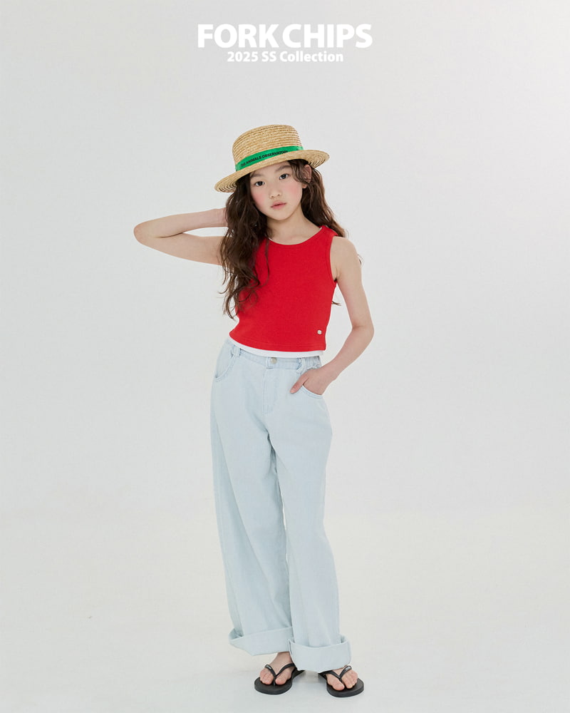 Fork Chips - Korean Children Fashion - #fashionkids - Marine Roll Up Jeans - 8