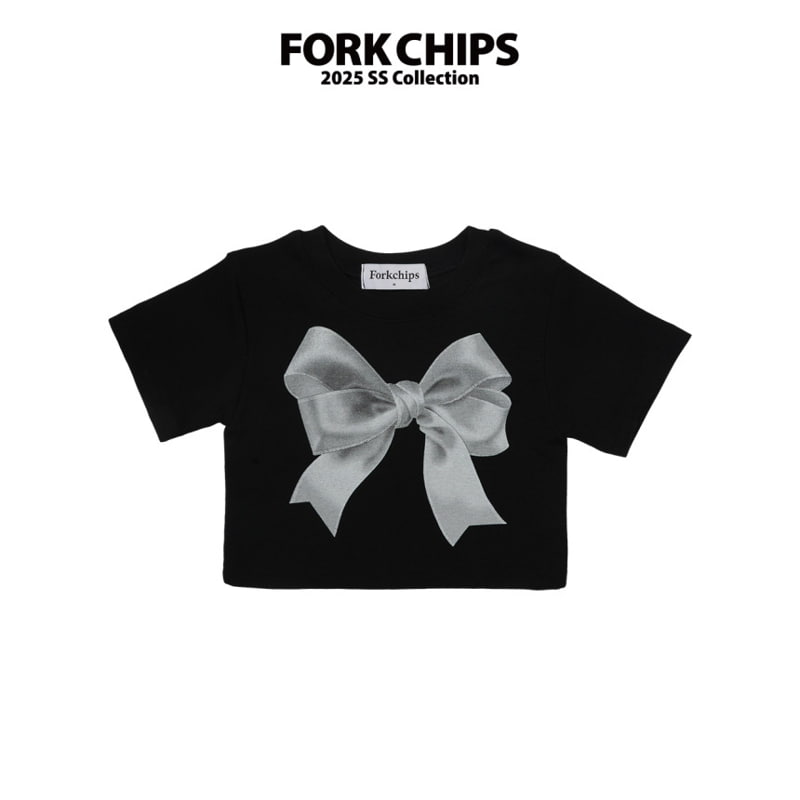 Fork Chips - Korean Children Fashion - #fashionkids - Drawing Ribbon Tee