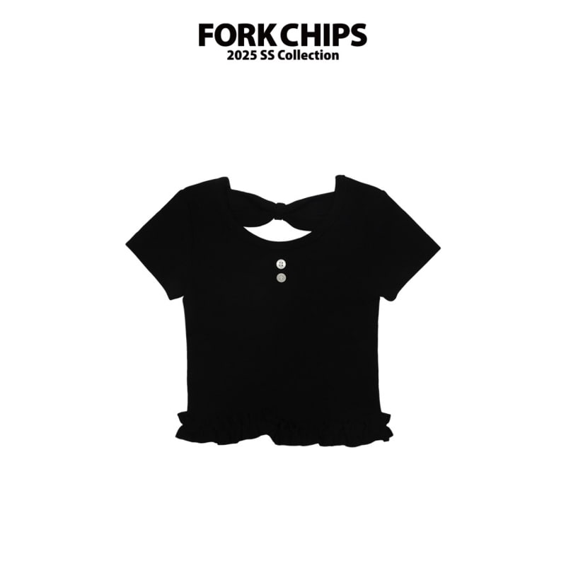 Fork Chips - Korean Children Fashion - #fashionkids - Back Frill Tee - 2