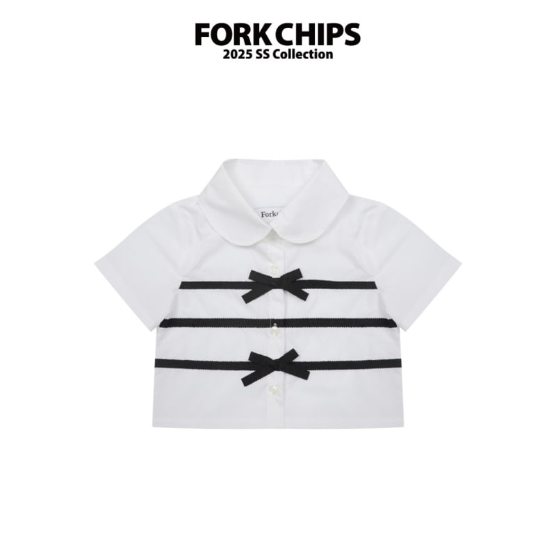 Fork Chips - Korean Children Fashion - #fashionkids - Double Ribbon Blouse