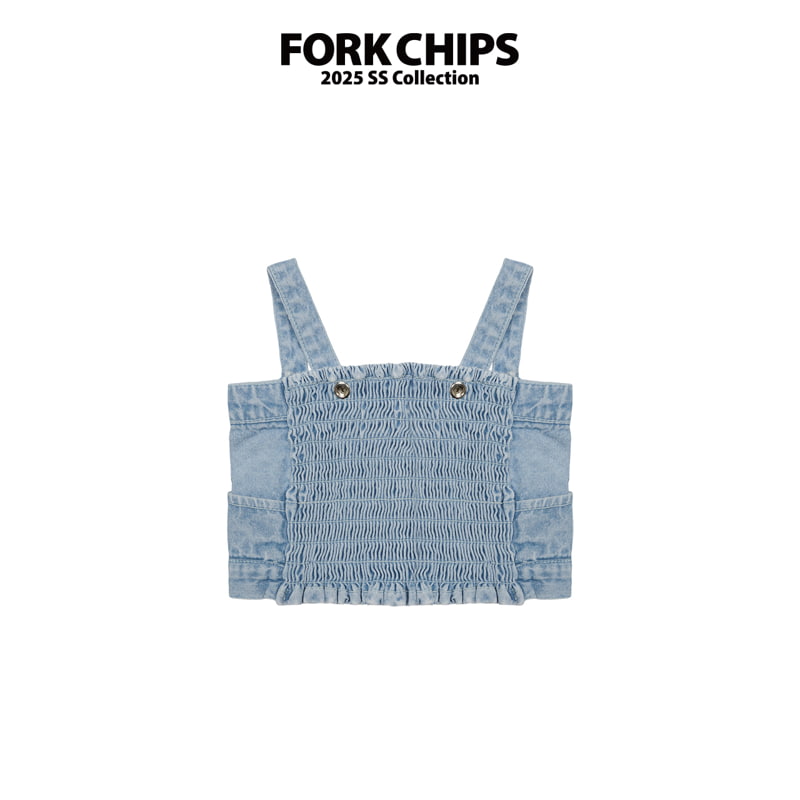 Fork Chips - Korean Children Fashion - #fashionkids - High Denim Crop Top - 3