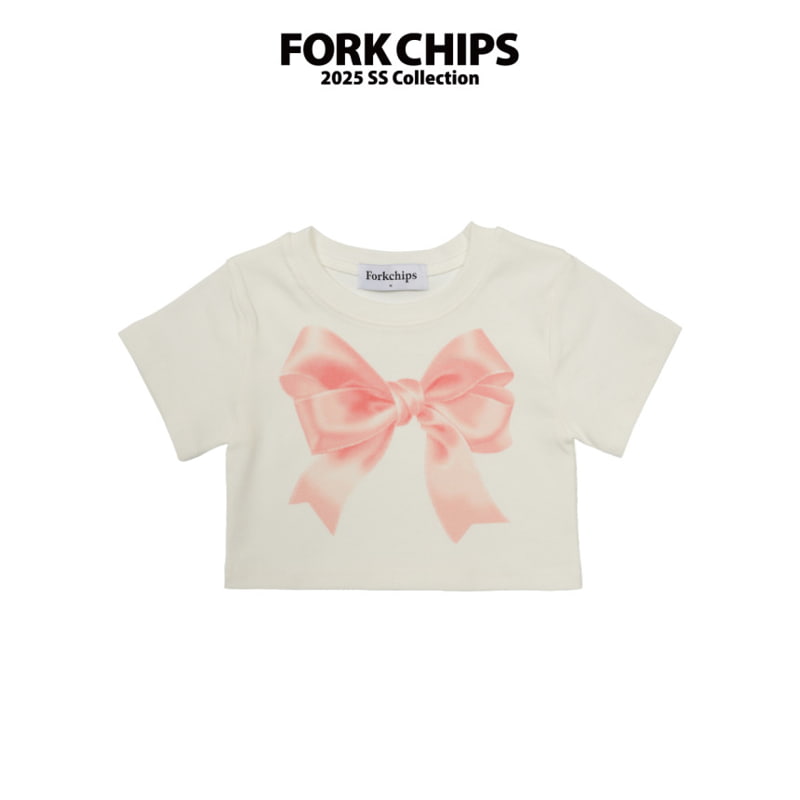Fork Chips - Korean Children Fashion - #kidsshorts - Drawing Ribbon Tee - 2
