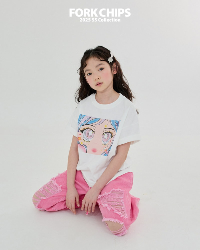 Fork Chips - Korean Children Fashion - #kidsshorts - Eyes Tee - 10
