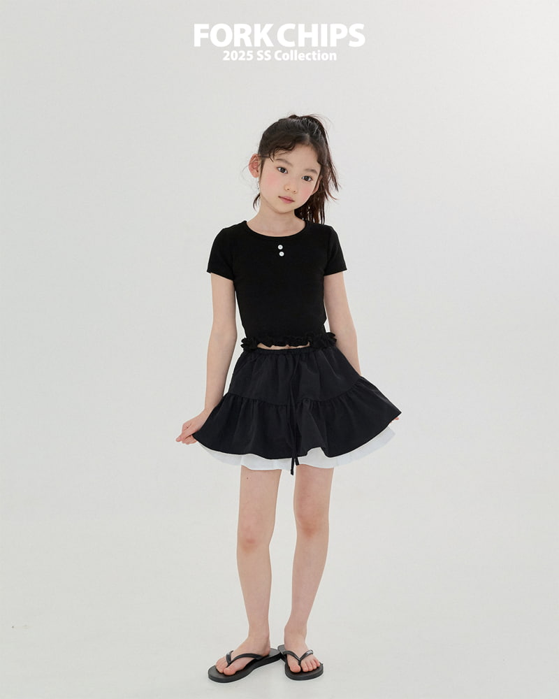 Fork Chips - Korean Children Fashion - #kidsshorts - Back Frill Tee - 3