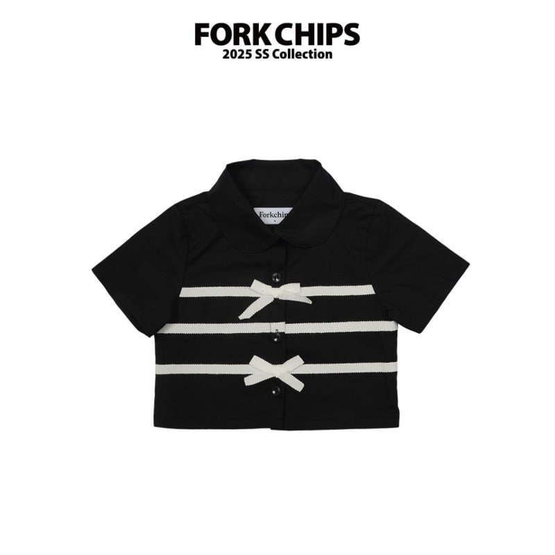 Fork Chips - Korean Children Fashion - #kidsshorts - Double Ribbon Blouse - 2