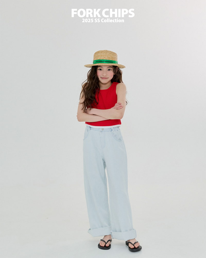 Fork Chips - Korean Children Fashion - #kidsstore - Marine Roll Up Jeans - 10