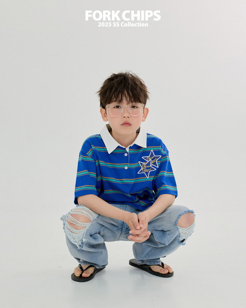 Fork Chips - Korean Children Fashion - #kidsstore - Superstar Collar Tee - 9