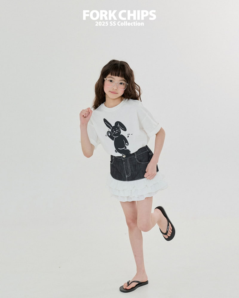 Fork Chips - Korean Children Fashion - #kidsstore - Dancing Bunny Tee - 10