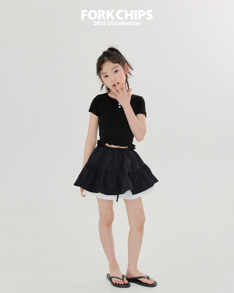Fork Chips - Korean Children Fashion - #kidsshorts - Back Frill Tee - 4