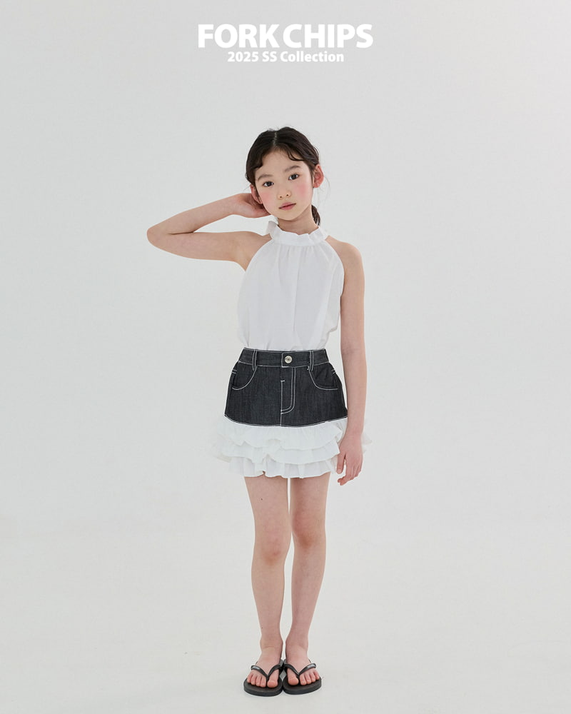 Fork Chips - Korean Children Fashion - #kidzfashiontrend - Olive Halter Blouse - 3