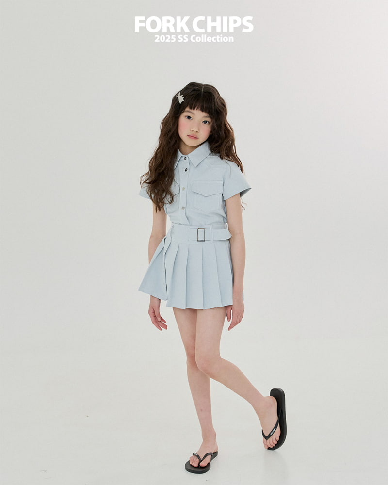 Fork Chips - Korean Children Fashion - #littlefashionista - Twin Girl Shirt - 3