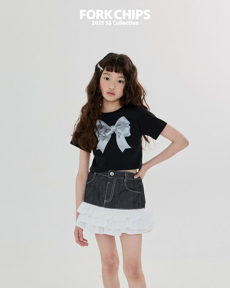 Fork Chips - Korean Children Fashion - #magicofchildhood - Mix Ruffle Skirt - 10