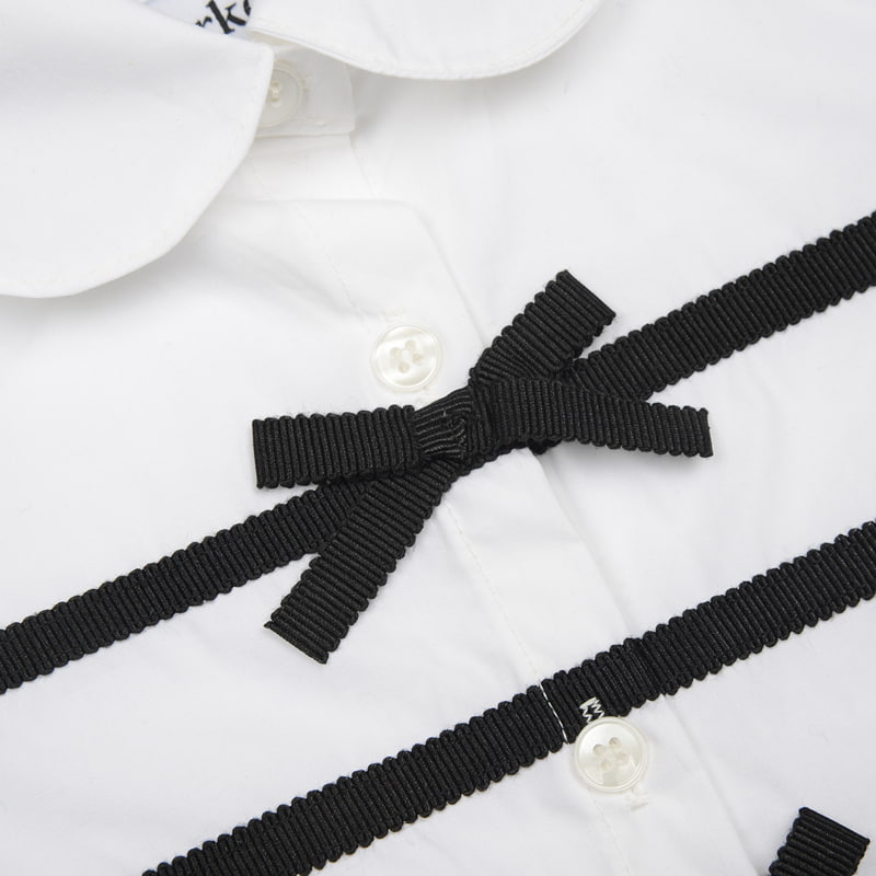 Fork Chips - Korean Children Fashion - #magicofchildhood - Double Ribbon Blouse - 7
