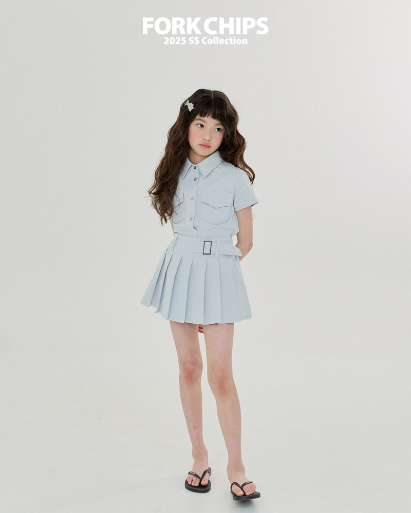 Fork Chips - Korean Children Fashion - #littlefashionista - Twin Girl Shirt - 4