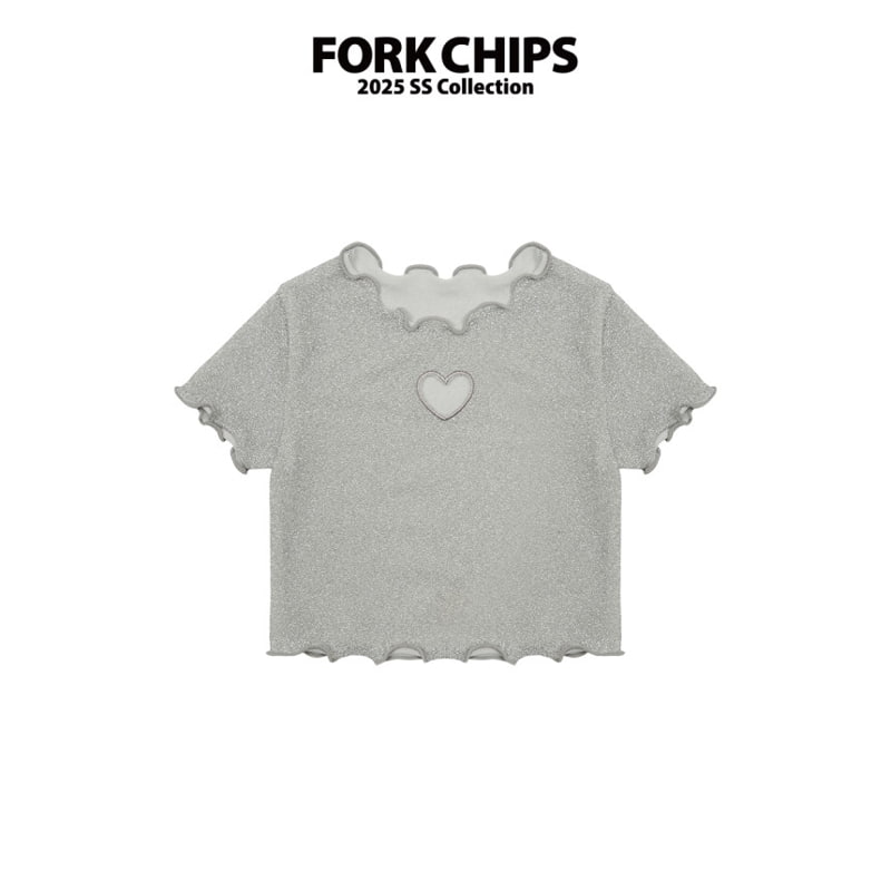 Fork Chips - Korean Children Fashion - #minifashionista - Glitter Punching Tee