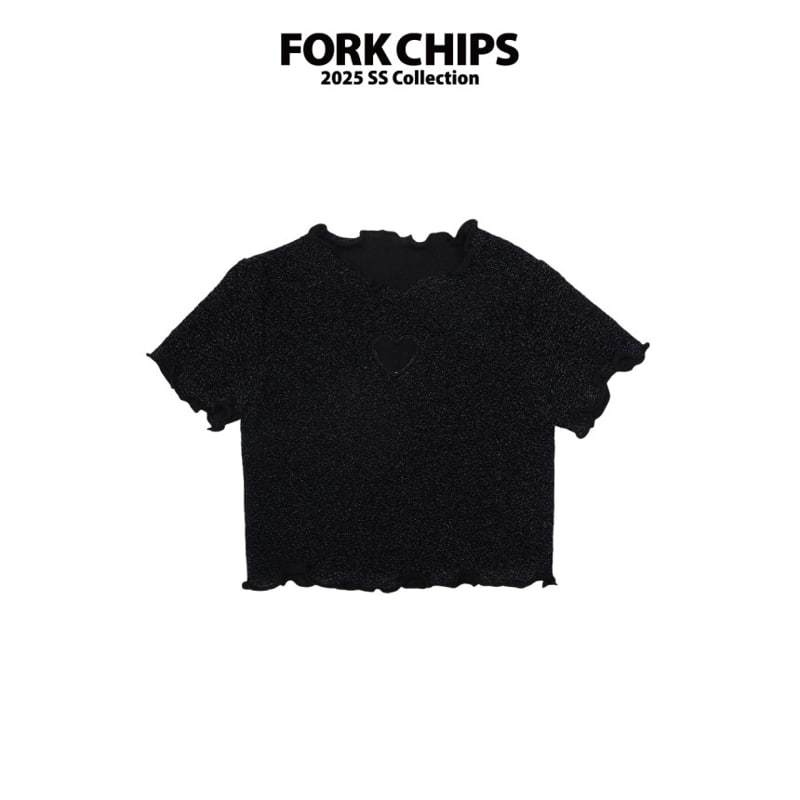 Fork Chips - Korean Children Fashion - #prettylittlegirls - Glitter Punching Tee - 2