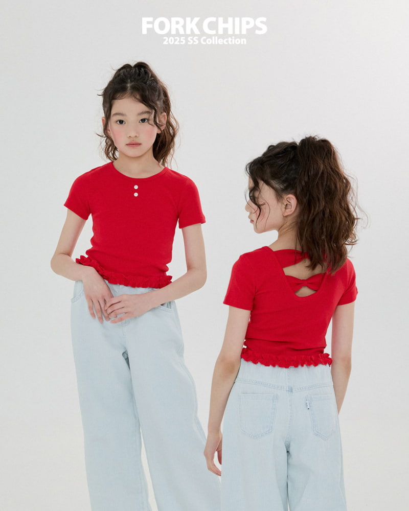 Fork Chips - Korean Children Fashion - #prettylittlegirls - Back Frill Tee - 10