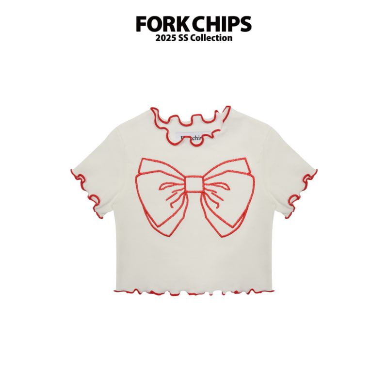 Fork Chips - Korean Children Fashion - #stylishchildhood - Crunch Ribbon Tee