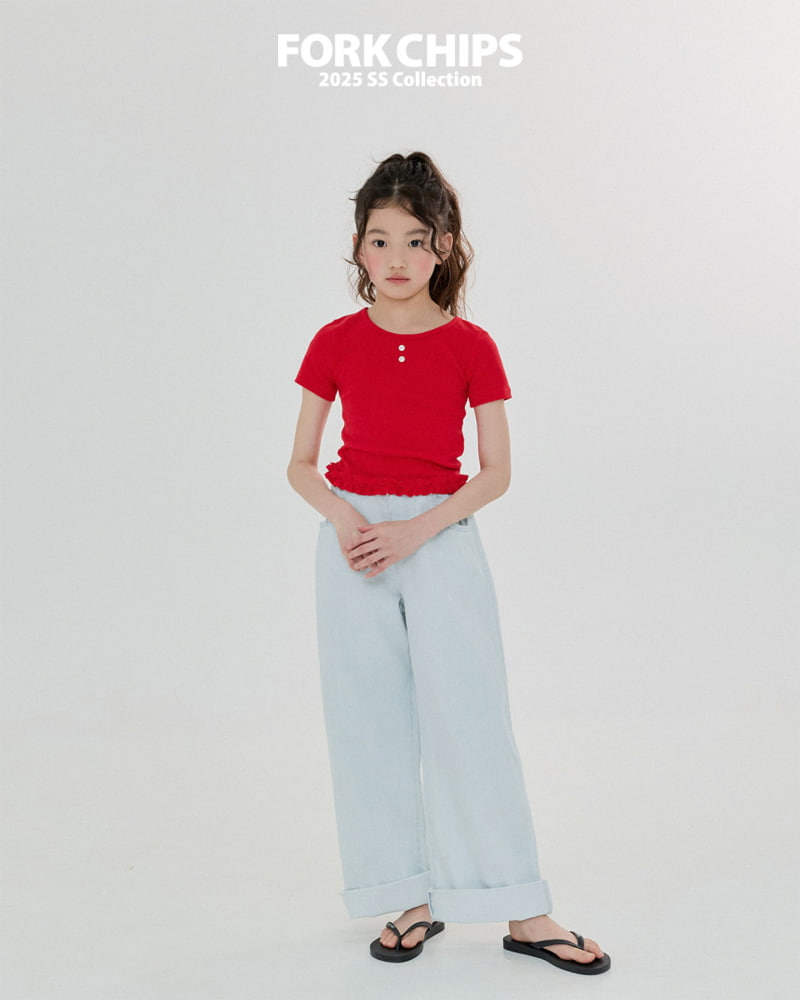 Fork Chips - Korean Children Fashion - #todddlerfashion - Back Frill Tee - 11