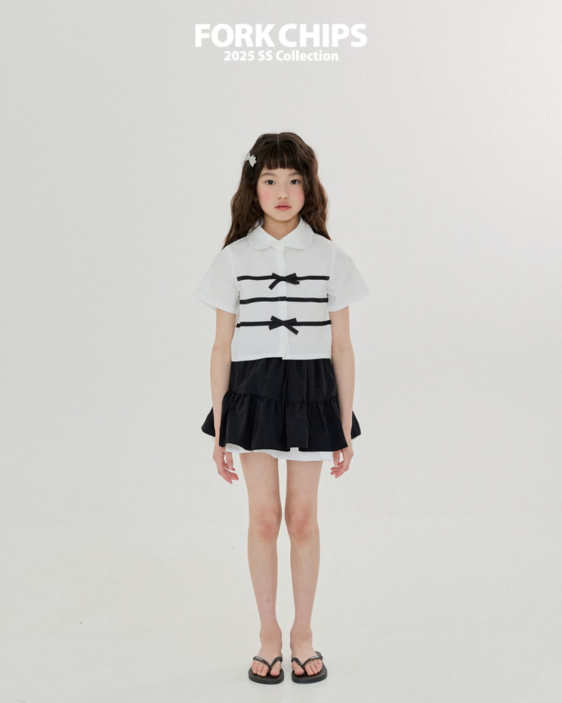 Fork Chips - Korean Children Fashion - #todddlerfashion - Double Ribbon Blouse - 10
