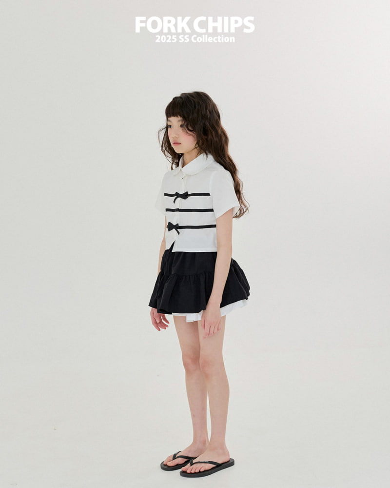 Fork Chips - Korean Children Fashion - #toddlerclothing - Double Ribbon Blouse - 11