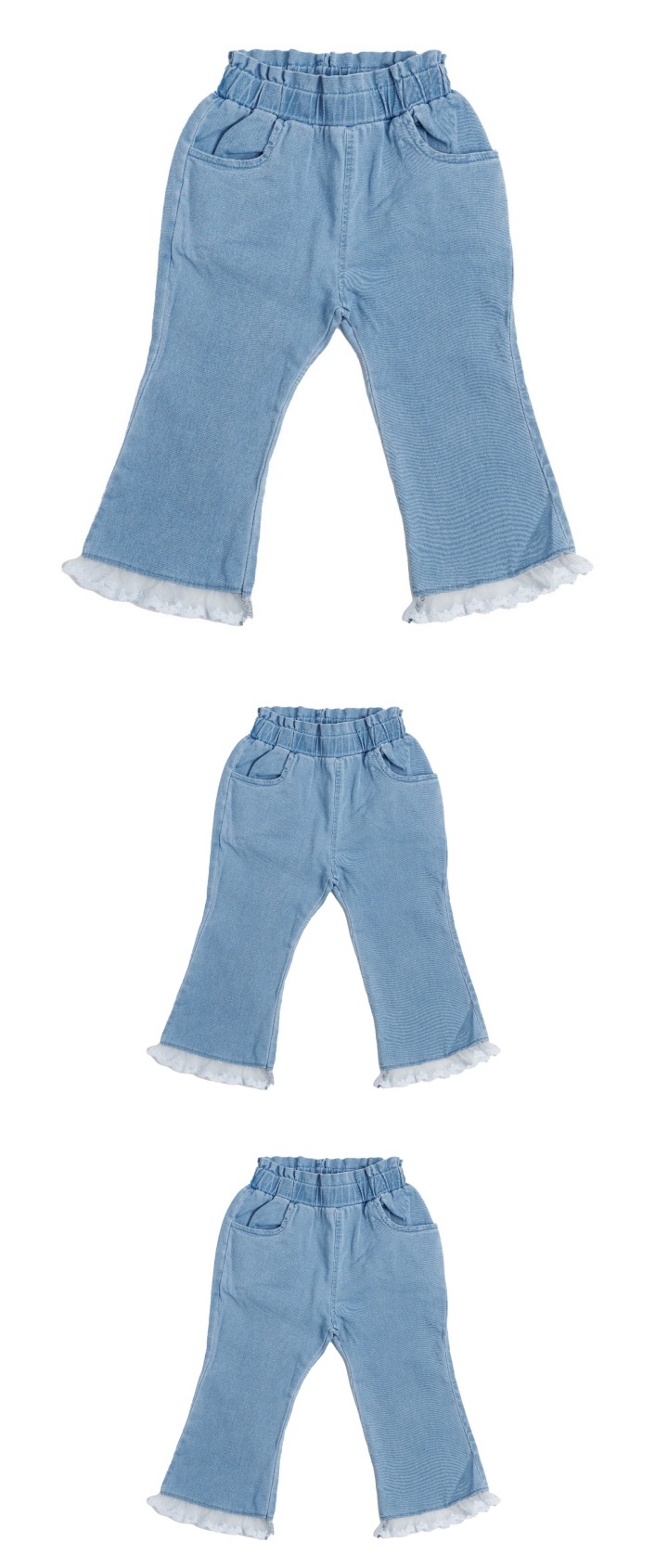 Ggbebe - Korean Children Fashion - #discoveringself - Blue Lace Bootcut Pants