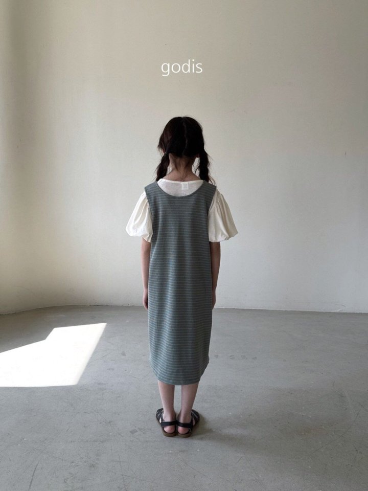 Godis - Korean Children Fashion - #childofig - Stripe Ribbed Dress (Junior) - 12