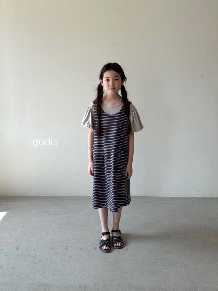 Godis - Korean Children Fashion - #kidsshorts - Stripe Ribbed Dress (Kids)