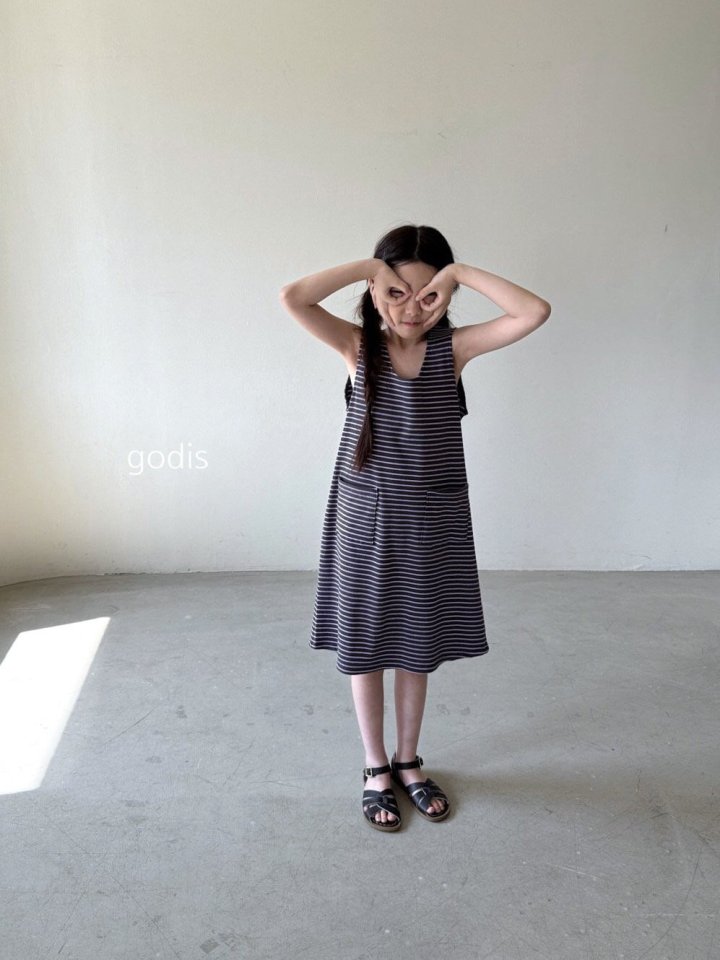 Godis - Korean Children Fashion - #minifashionista - Stripe Ribbed Dress (Junior) - 10
