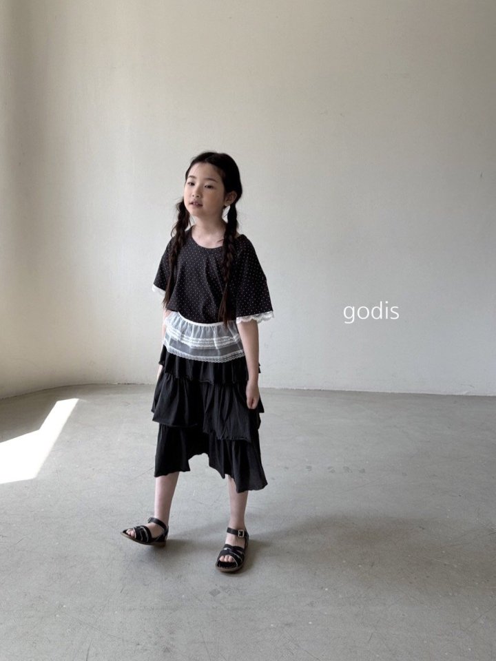 Godis - Korean Children Fashion - #toddlerclothing - Dot Lace Tee - 4