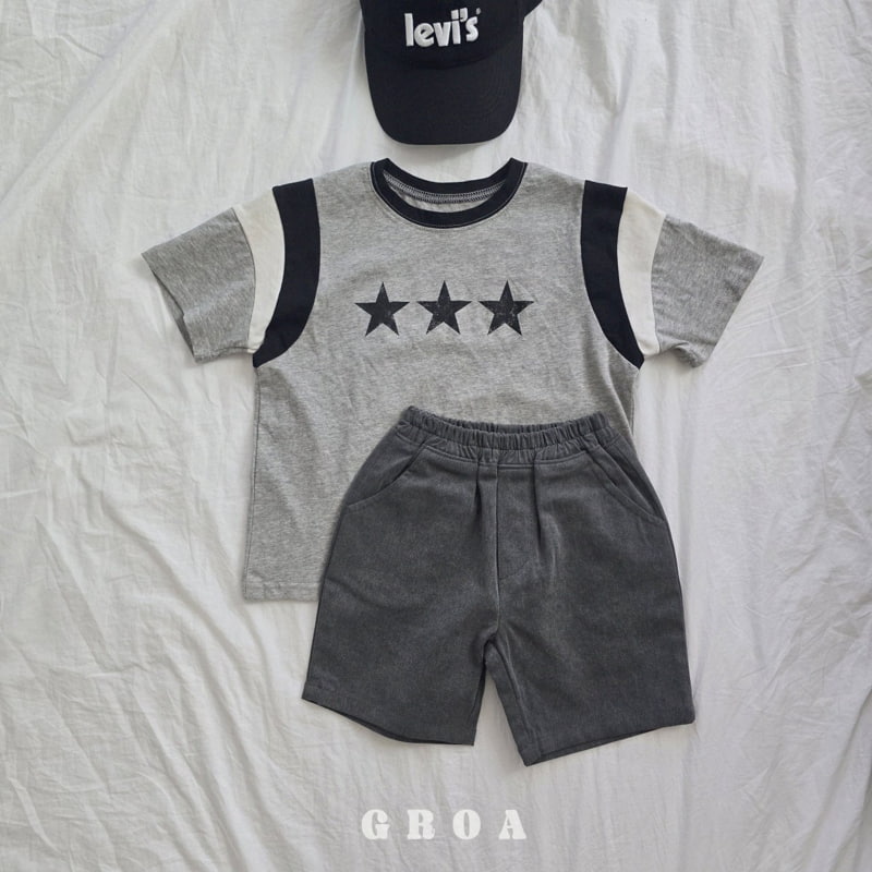 Groa - Korean Children Fashion - #kidsshorts - Triple Star Tee - 6