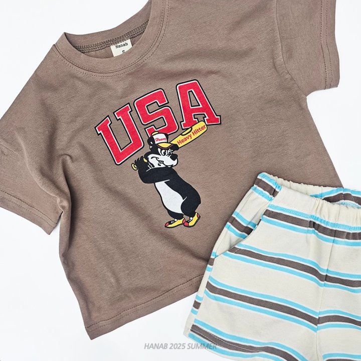 Hanab - Korean Children Fashion - #kidsstore - Usa Bear Set - 5