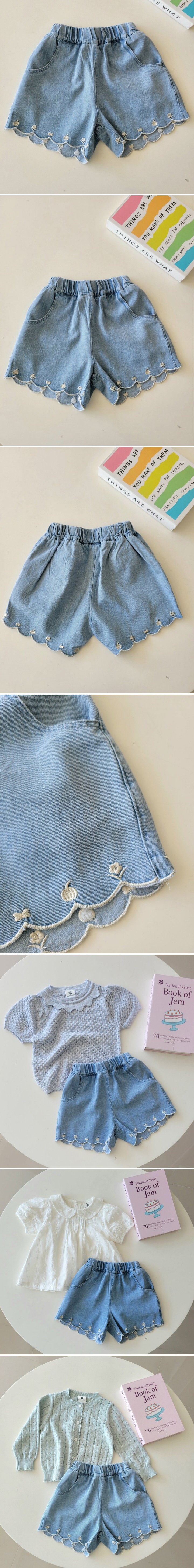Hanacoco - Korean Children Fashion - #childrensboutique - Scallop Denim Shorts