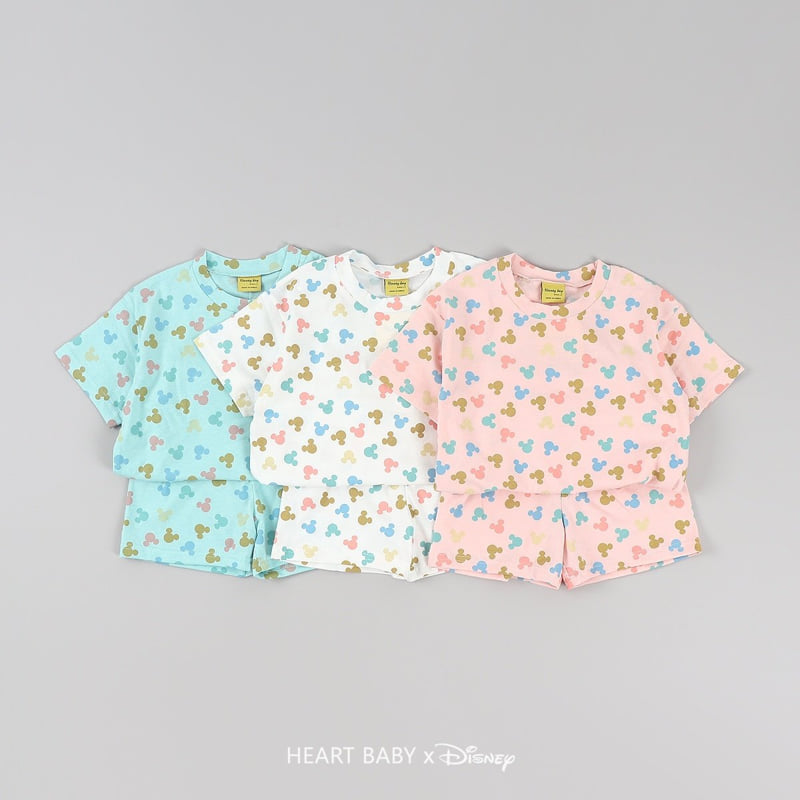 Heart Baby - Korean Children Fashion - #designkidswear - Round M Short Sleeve Top Bottom Set - 2