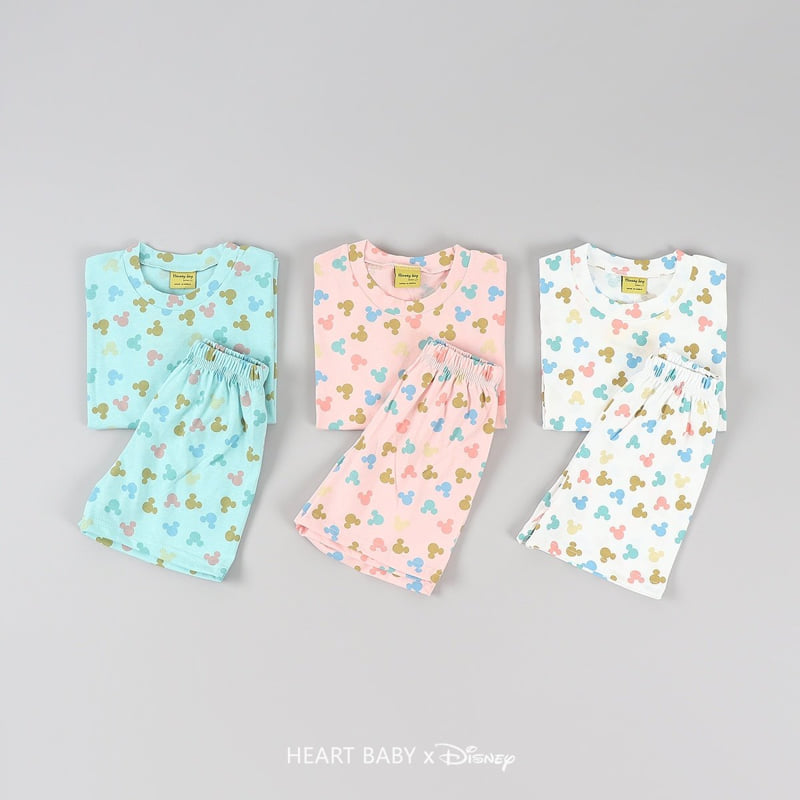Heart Baby - Korean Children Fashion - #discoveringself - Round M Short Sleeve Top Bottom Set - 4