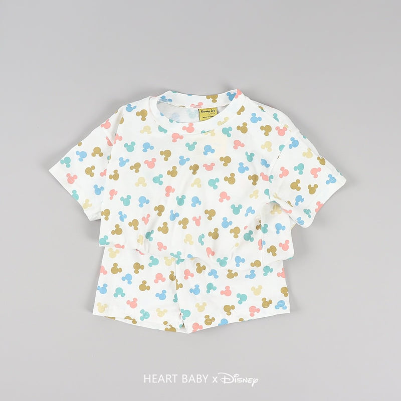 Heart Baby - Korean Children Fashion - #kidsstore - Round M Short Sleeve Top Bottom Set - 6