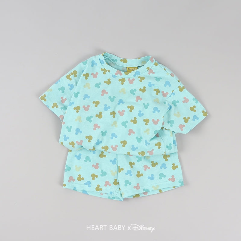 Heart Baby - Korean Children Fashion - #kidzfashiontrend - Round M Short Sleeve Top Bottom Set - 7