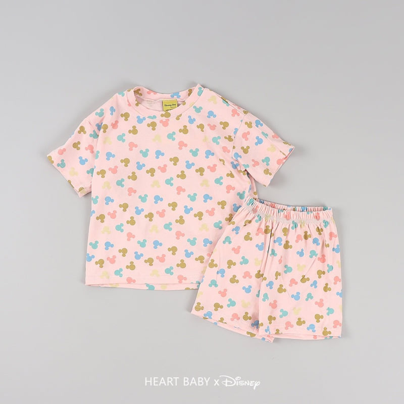 Heart Baby - Korean Children Fashion - #littlefashionista - Round M Short Sleeve Top Bottom Set - 9