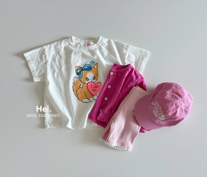 Hei - Korean Children Fashion - #kidsshorts - Meow Long Tee - 7