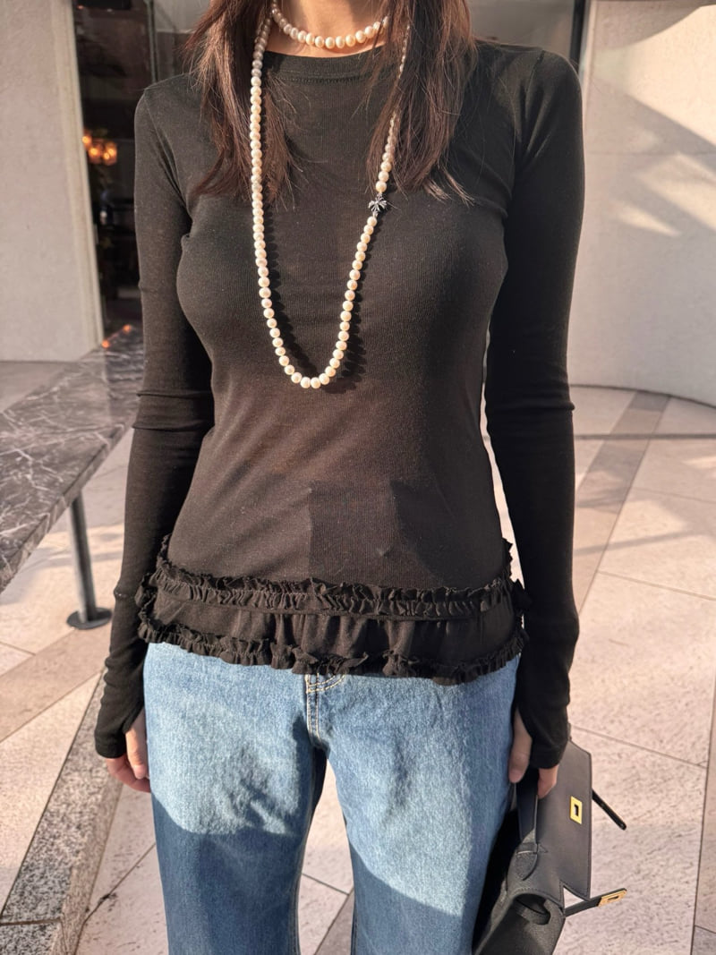 Heil - Korean Women Fashion - #romanticstyle - Water Frill Tee - 3