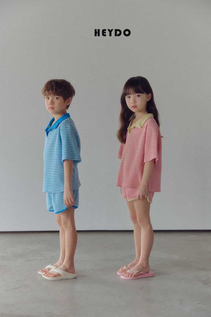 Heydo - Korean Children Fashion - #kidzfashiontrend - Jelly Collar Top Bottom Set - 12