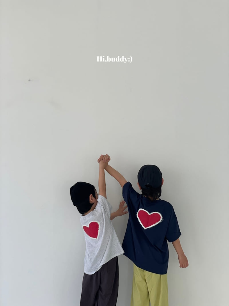 Hi buddy - Korean Children Fashion - #kidsshorts - Heart Tee - 5