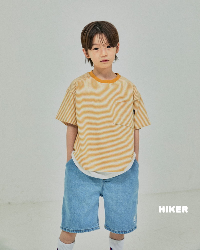 Hiker - Korean Children Fashion - #Kfashion4kids - Pocket Stripe Plain Short Sleeve Tee - 10