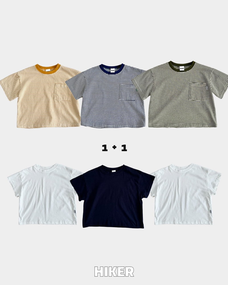 Hiker - Korean Children Fashion - #childofig - Pocket Stripe Plain Short Sleeve Tee - 2
