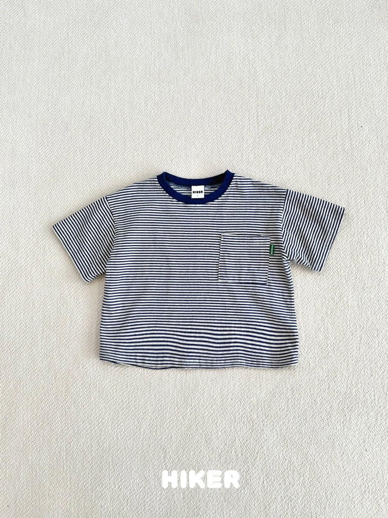 Hiker - Korean Children Fashion - #childrensboutique - Pocket Stripe Plain Short Sleeve Tee - 3